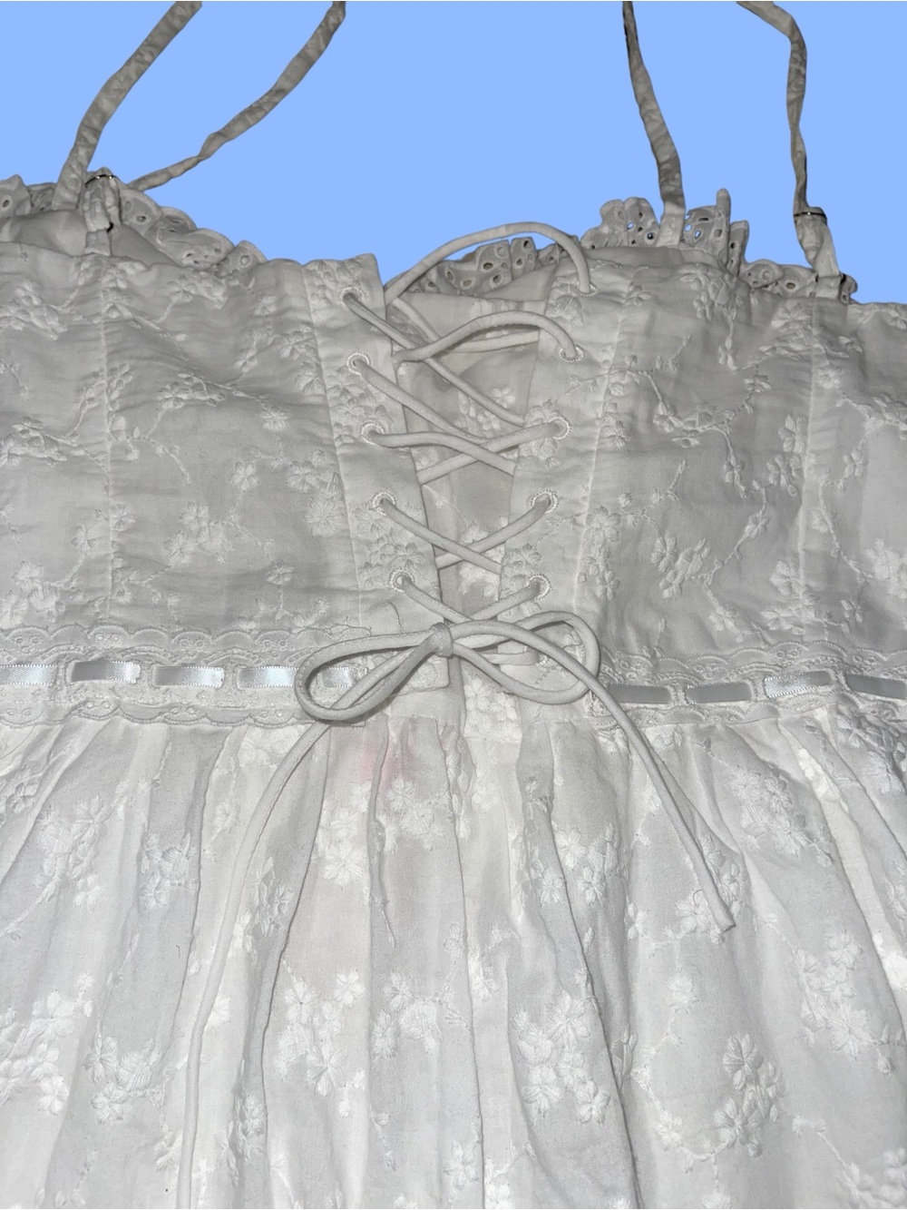 🆕#319~Altar'd State Olive Embroidered Mini Dress, Size Lg - Picture 8 of 15